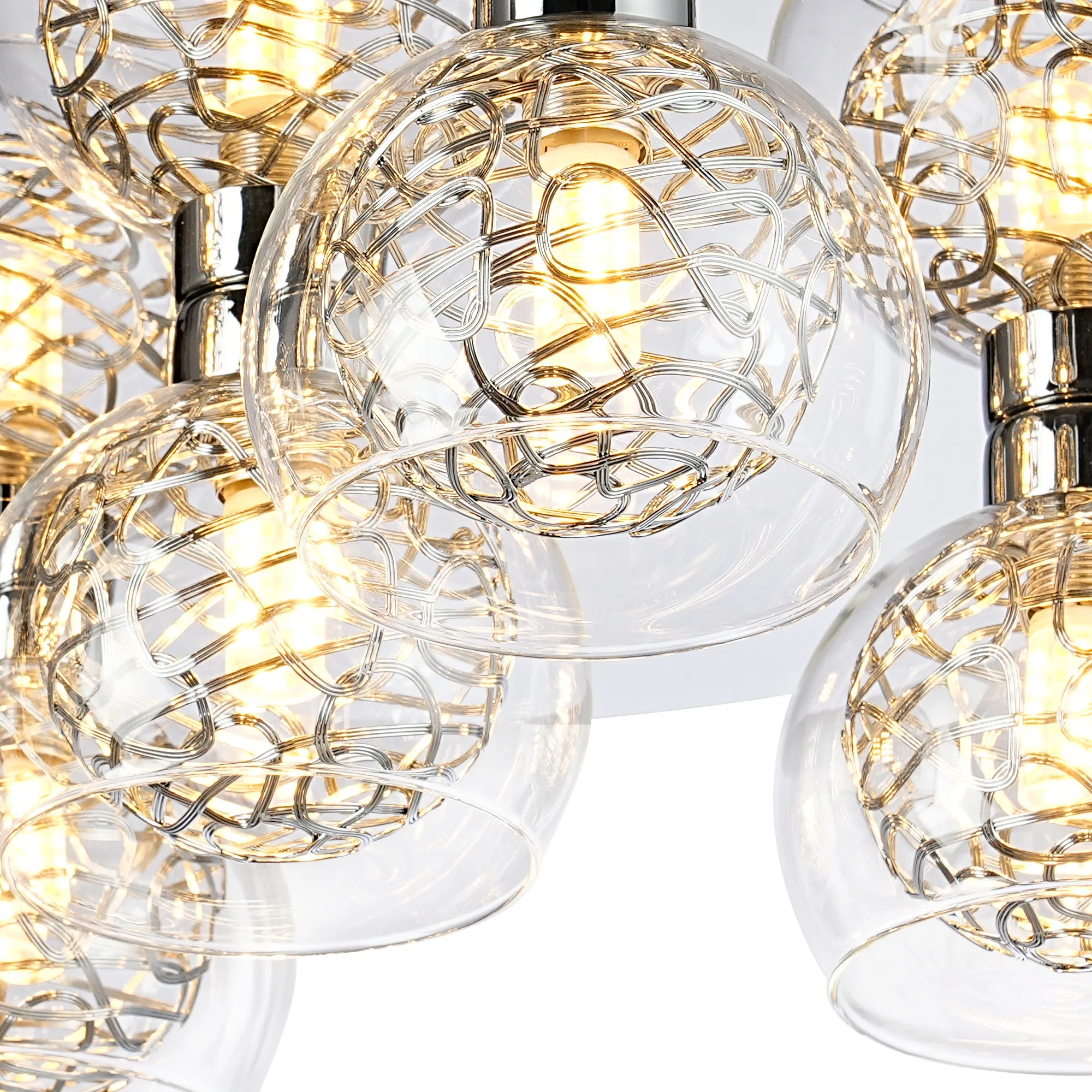 Talia Glass Flush Ceiling 5 Light Polished Chrome D0765  Deco Talia